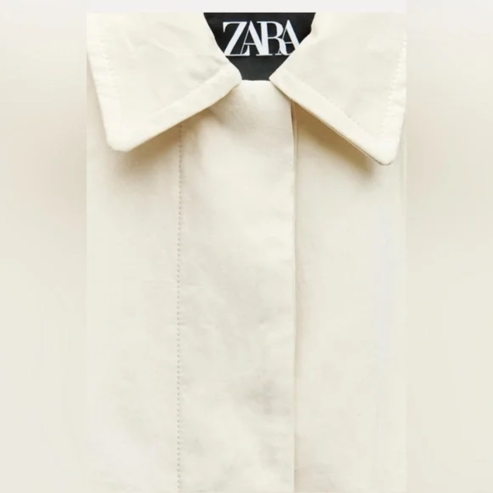 Zara Pocket Trench Coat in Ecru - Picture 4 of 11